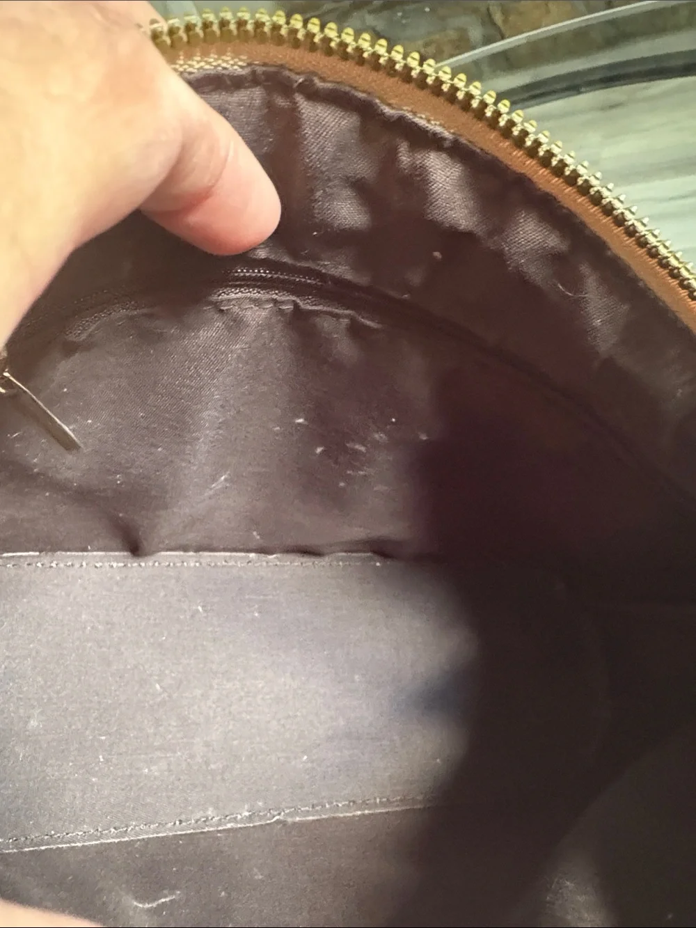 THE MAKEUP BAG Embossed Wristlet Pouch in Taupe